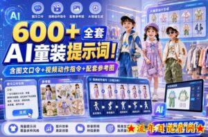 600+全套AI童装提示词！含图文口令+视频动作指令+配套参考图，Word-Excel规整分类，童装电商、种草无脑量产内容！-流年日记