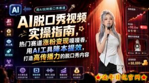 AI脱口秀视频实操指南,热门赛道涨粉变现嘎嘎香,用AI工具降本提效,打造高传播力的脱口秀内容-流年日记