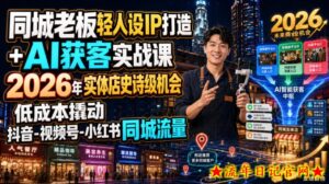 同城老板轻人设IP打造+AI获客实战课,2026年实体店史诗级机会,低成本撬动抖音-视频号-小红书同城流量-流年日记