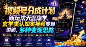 视频号分成计划新玩法天涯隐学,玄学类认知类视频变现讲解,多种变现思路-流年日记