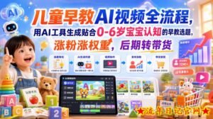儿童早教AI视频全流程,用AI工具生成贴合0-6岁宝宝认知的早教选题,涨粉涨权重,后期转带货-流年日记