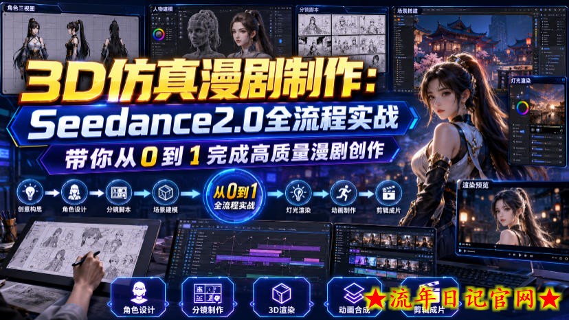 3D仿真漫剧制作：Seedance2.0全流程实战，带你从0到1完成高质量漫剧创作-流年日记