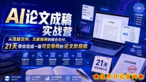 AI论文成稿实战营，从选题定向、文献提纲到整合交付，21天带你完成一篇可交导师的论文阶段稿-流年日记
