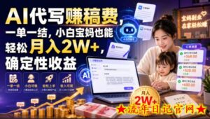AI代写賺稿费,一单一结,小白宝妈也能轻松月入2W+,确定性收益【揭秘】-流年日记