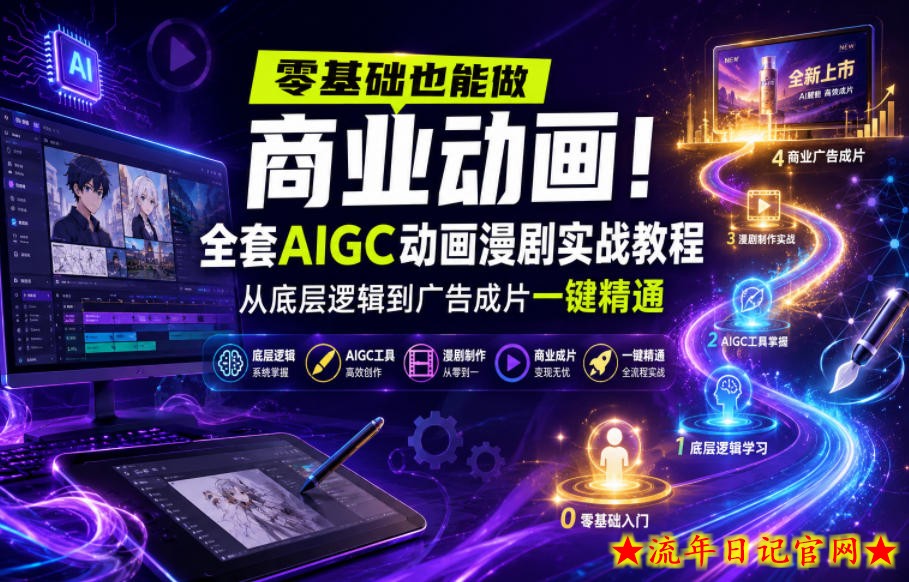 零基础也能做商业动画！全套AIGC动画漫剧实战教程，从底层逻辑到广告成片一键精通（更新0715）-流年日记