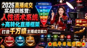 2026直播成交实战训练营：人性话术系统+高转化直播框架，打造千万级主播成交能力-流年日记