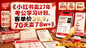 小红书卖27年考公学习计划,客单价39.9,70天卖了8w+!-流年日记