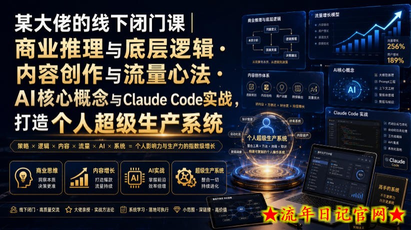 某大佬的线下闭门课｜商业推理与底层逻辑・内容创作与流量心法・AI核心概念与Claude Code实战，打造个人超级生产系统【录音+图片】