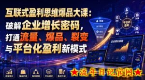 互联式盈利思维爆品大课：破解企业增长密码，打通流量、爆品、裂变与平台化盈利新模式-流年日记