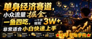 单身经济赛道，小众流量掘金，一鱼四吃，一个月轻松3W+，非常适合小白快速上手【揭秘】-流年日记