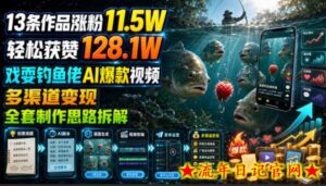 13条作品涨粉11.5W,轻松获赞128.1W,戏耍钓鱼佬AI爆款视频,多渠道变现,全套制作思路拆解-流年日记
