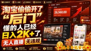 淘宝偷偷开了“后门”,懂的人已经日入2K+了,无人直播无违规,一台电脑=一家24小时营业的线上门店【揭秘】-流年日记