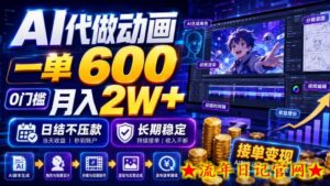 AI代做动画,一单600,0门槛月入2W+,日结不压款,长期稳定【揭秘】-流年日记