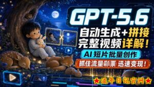 GPT-5.6自动生成＋拼接完整视频详解，AI短片批量创作，抓住流量迅速变现！-流年日记