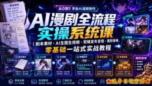 AI漫剧全流程实操系统课｜剧本素材・AI生图生视频・剪辑发布变现・高阶接单，零基础一站式实战教程-流年日记