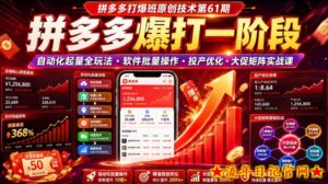 拼多多打爆班原创技术第61期,拼多多爆打一阶段,自动化起量全玩法・软件批量操作・投产优化・大促矩阵实战课-流年日记
