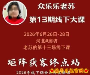 矩阵获客·众乐乐老苏·6月26-28号线下课，14小时录音+字幕+课件资料，完整保姆级矩阵实操手法与案例拆解，全程干货-流年日记