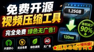 Github开源视频压缩瘦身工具,轻松压缩90%,并保持画质清晰,完全免费绿色无广告!VideoSlim-流年日记