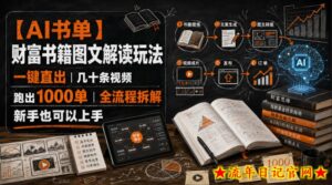 【AI书单】财富书籍图文解读玩法，一键直出，几十条视频，跑出1000单，全流程拆解，新手也可以上手-流年日记