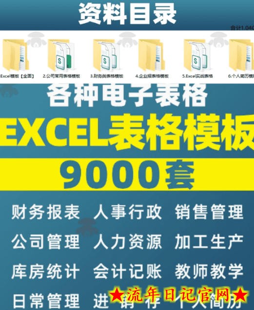 自费购买素材合集！超全Excel常用模版系列，分类清晰，共9000+套excel模型合集+个人简历素材