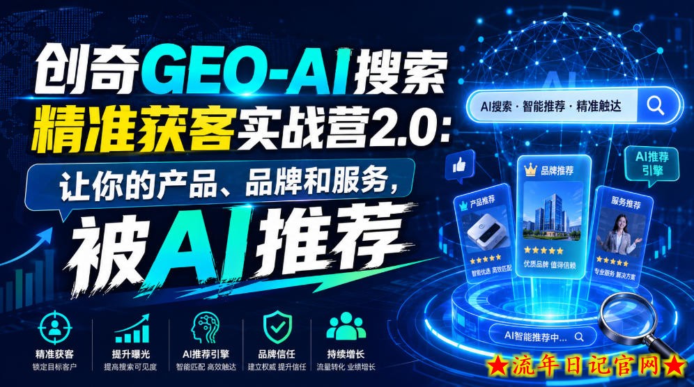 创奇GEO-AI搜索精准获客实战营2.0：让你的产品、品牌和服务，被AI推荐-流年日记