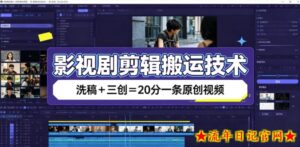 影视剧剪辑搬运技术,洗稿+三创=20分一条原创视频-流年日记