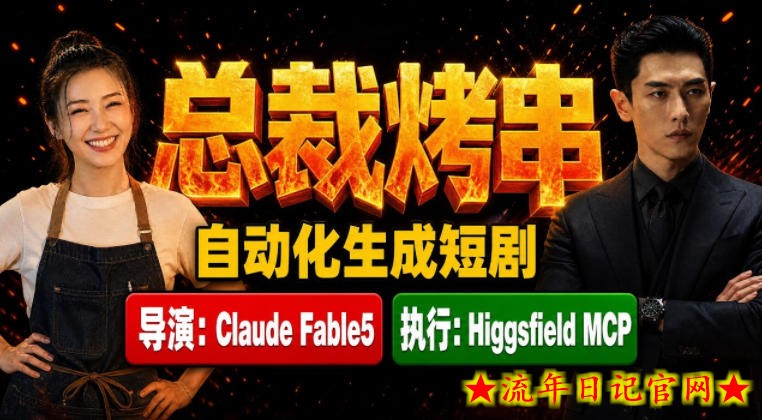 Claude Fable5担任导演+Higgsfield MCP落地执行｜《总裁烤串》真人质感短剧全自动AI生成全流程教学-流年日记