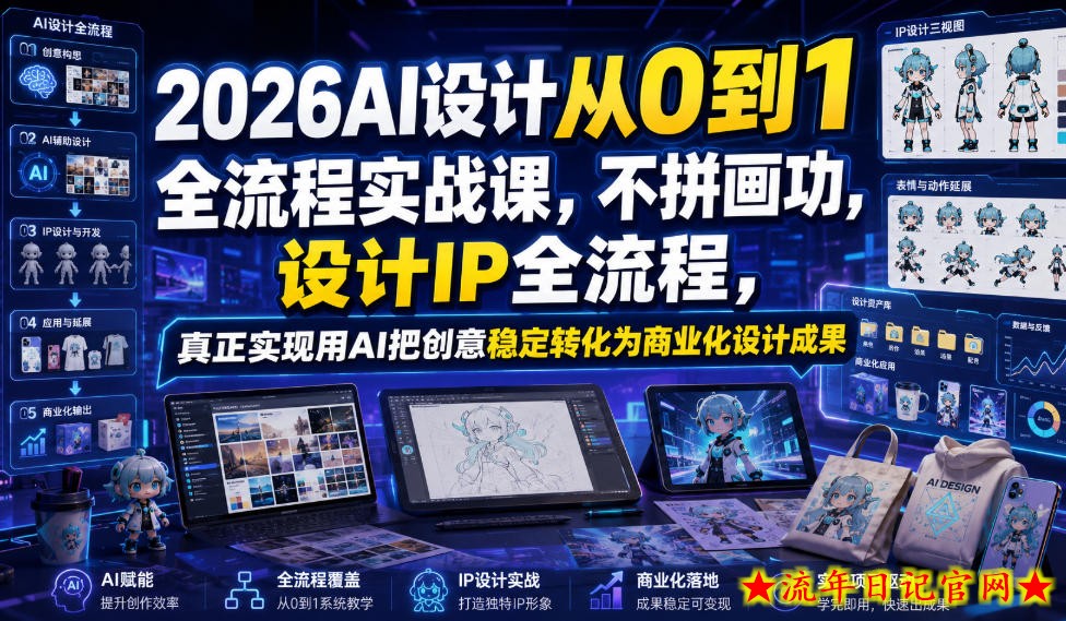 2026AI设计从0到1全流程实战课，不拼画功，设计IP全流程，真正实现用AI把创意稳定转化为商业化设计成果
