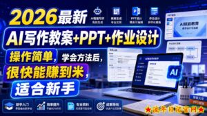 2026最新AI写作教案+PPT+作业设计，操作简单，学会方法后，很快能賺到米，适合新手-流年日记