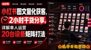 小红书图文量化获客，2小时干货分享，详解单人运营20台设备矩阵打法-流年日记