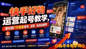 快手好物运营起号教学，某社群7月最新起号、运营、投流全教学-流年日记