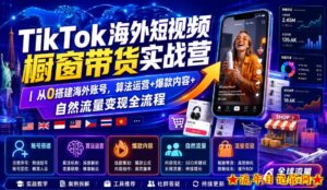 TikTok海外短视频橱窗带货实战营|从0搭建海外账号,算法运营+爆款内容+自然流量变现全流程-流年日记