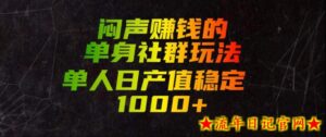闷声賺钱的单身社群玩法，单人日产值稳定1000+【揭秘】-流年日记