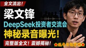 全文流出梁文锋DeepSeek投资者交流会神秘录音曝光，感兴趣的抓紧看【PDF文档】-流年日记