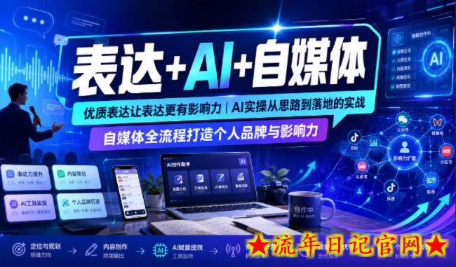 表达+AI+自媒体，优质表达让表达更有影响力|AI实操从思路到落地的实战|自媒体全流程打造个人品牌与影响力