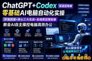 ChatGPT+Codex实战应用课|零基础AI电脑自动化实操,环境搭建+核心三大实战+全场景应用拓展,教会AI自主操控电脑高效办公-流年日记
