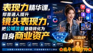 表现力精华课，帮普通人提升镜头表现力，把公域流量稳稳转化为自身商业资产-流年日记
