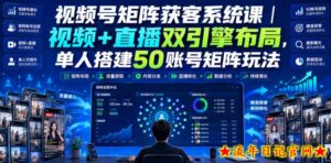 视频号矩阵获客系统课|视频+直播双引擎布局,单人搭建50账号矩阵玩法,流量入池、搜索占位、全域引流沉淀私域全流程教学-流年日记