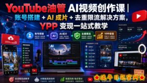 YouTube油管AI视频创作课|账号搭建+AI成片+去重限流解决方案,YPP变现一站式教学-流年日记