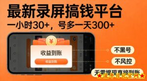 零撸手机项目录屏搞钱平台,一小时30+,号多一天300+,不黑号,不风控,无需提现直接到账【揭秘】-流年日记