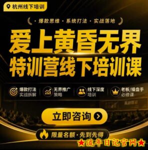 爱上黄昏无界特训营AI推广实战7月27-30杭州线下课，AI落地淘宝最完整的课程，学天猫淘宝的老板必看-流年日记