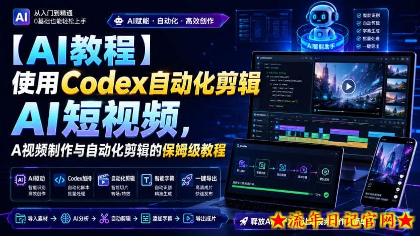 【AI教程】使用Codex自动化剪辑AI短视频,AI视频制作与自动化剪辑的保姆级教程-流年日记