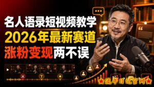 名人语录短视频教学，2026年最新赛道，涨粉变现两不误-流年日记