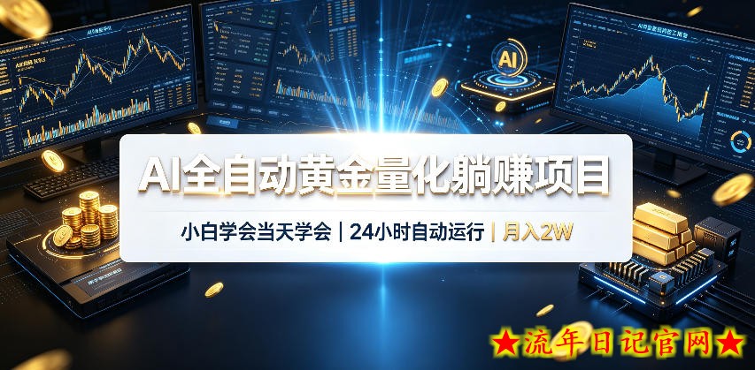 AI全自动黄金量化躺賺项目，小白学会当天学会，24小时自动运行，月入2W！【揭秘】-流年日记