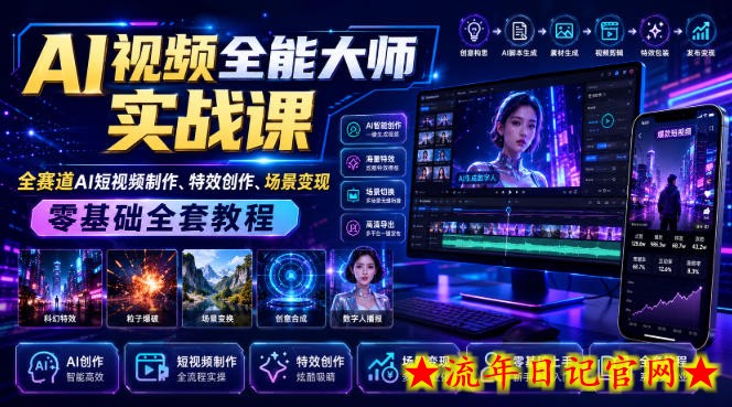 AI视频全能大师实战课|全赛道AI短视频制作、特效创作、场景变现零基础全套教程-流年日记