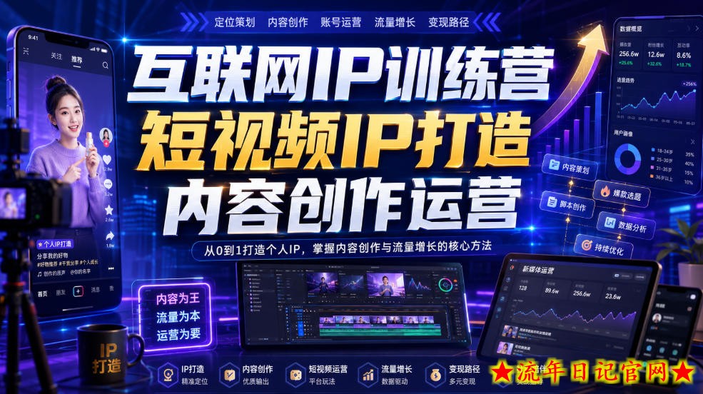 互联网IP训练营,短视频IP打造,内容创作运营-流年日记
