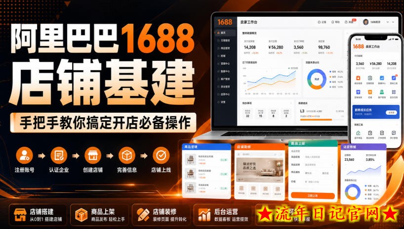 阿里巴巴1688店铺基建,手把手教你搞定开店必备操作(更新8月)-流年日记