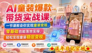 AI童装爆款带货实战课,一节课教会你实现童装变现,零基础也能落地实操-流年日记