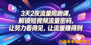 3天2夜流量陪跑课,解锁短视频流量密码,让努力看得见,让流量賺得到(更新0810)-流年日记