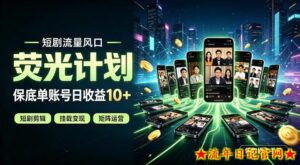 快手短剧荧光计划，全新变现风口，单账号保底日收益10+，长期稳定【揭秘】-流年日记